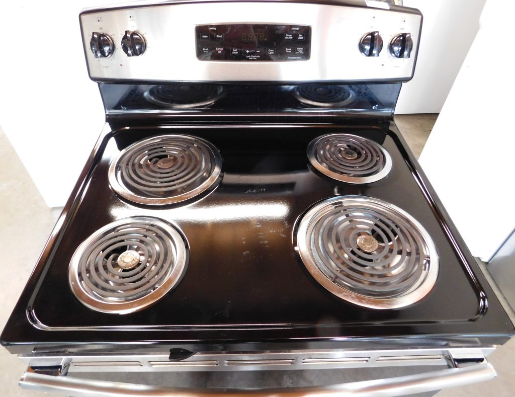 STOVE 30 INCH GE ELECTRIC Martinwood BLACK & STAINLESS STEEL STOVE B