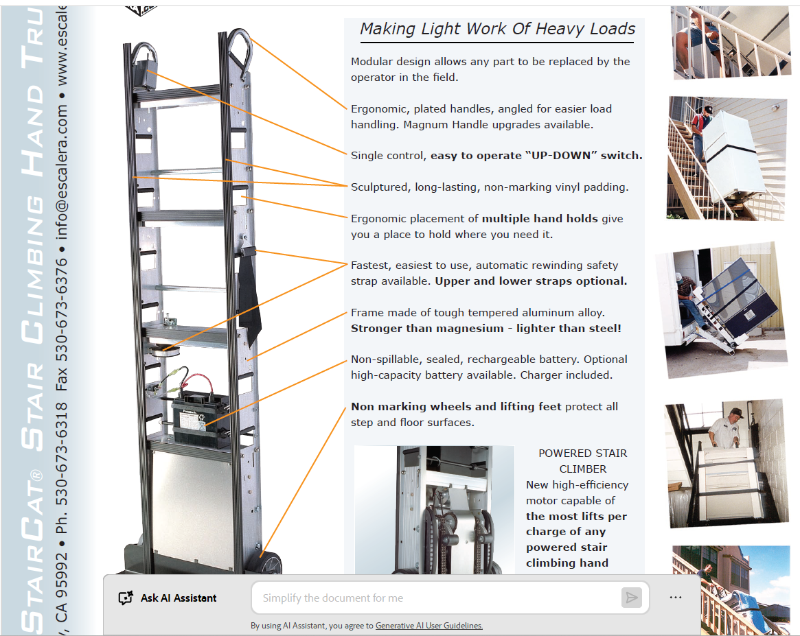 ESCALERA- STAIR CLIMBER DOLLY - MS-1-66 1200 LB LIFTING CAPACITY - Image 4