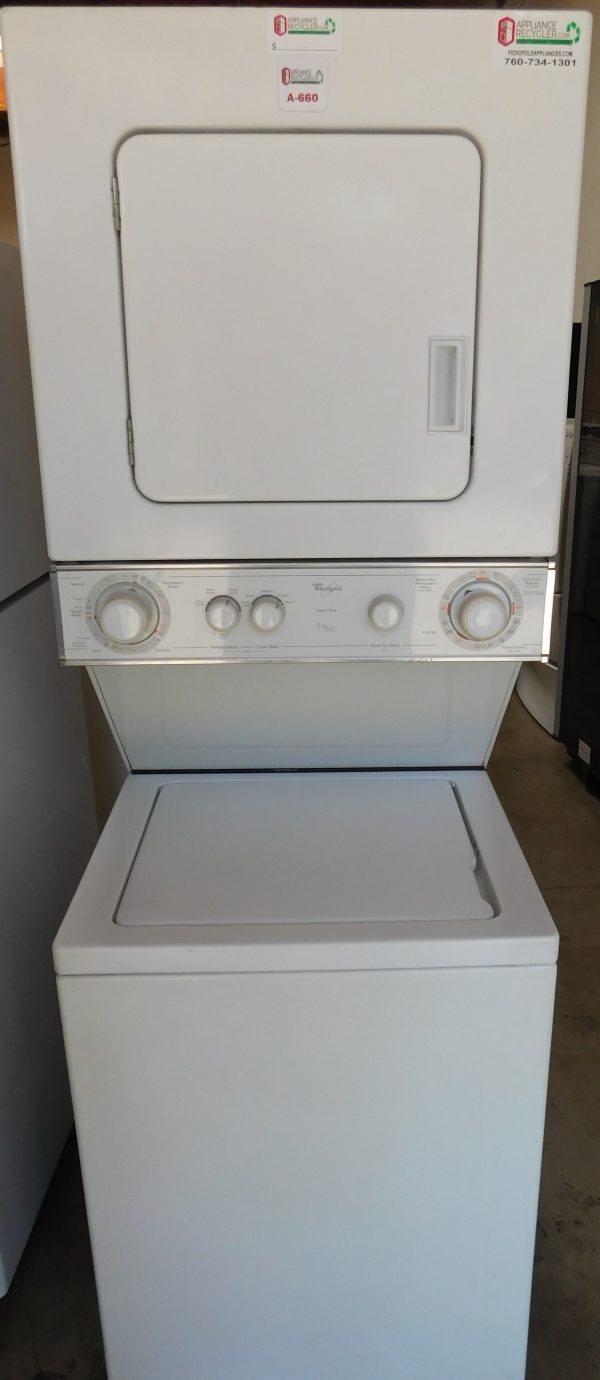 STACK WHIRLPOOL WASHER & DRYER (24 INCH- 220 VOLT ELECTRIC) A-660