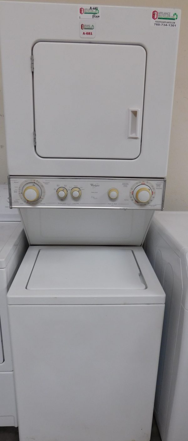 STACK WHIRLPOOL WASHER & DRYER (24 INCH- 220 VOLT ELECTRIC) A-681