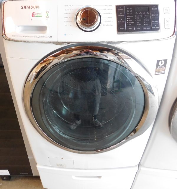 SAMSUNG WASHER AND GAS DRYER-WITH STEAM- ON PEDESTALS - PRODUCT ID# A-687 - Image 3