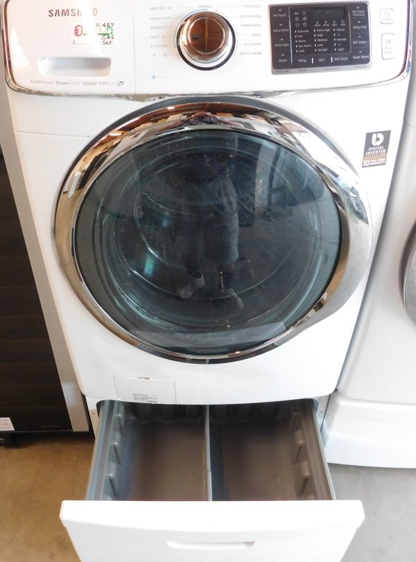 SAMSUNG WASHER AND GAS DRYER-WITH STEAM- ON PEDESTALS - PRODUCT ID# A-687 - Image 6