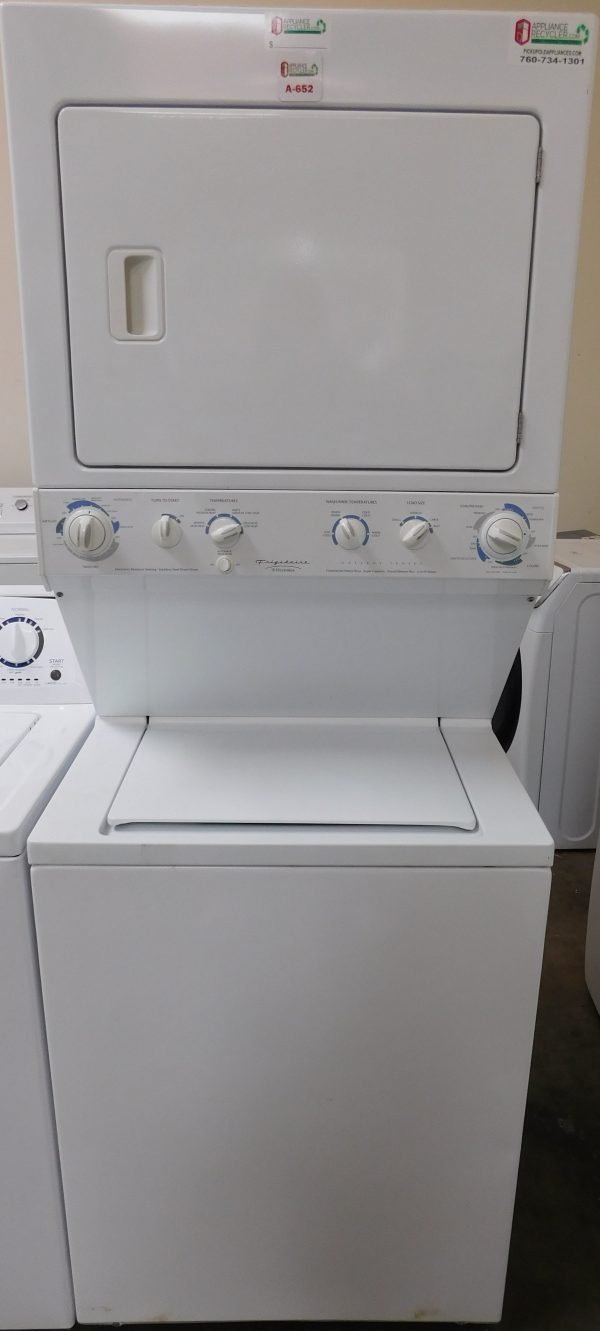 STACKED FRIGIDAIRE (FULL SIZE) WASHER & (GAS) DRYER PRODUCT ID#A-652
