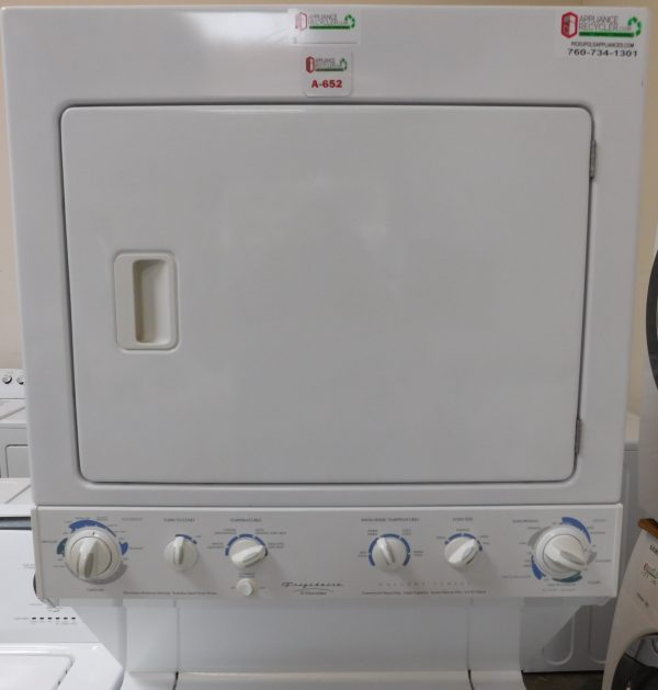 STACKED FRIGIDAIRE (FULL SIZE) WASHER & (GAS) DRYER PRODUCT ID#A-652 - Image 2