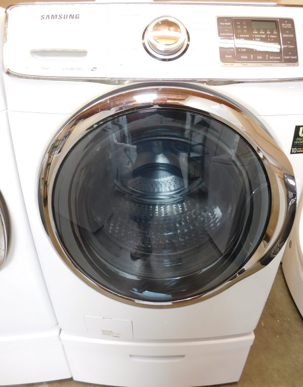 SAMSUNG WASHER AND GAS DRYER-WITH STEAM- ON PEDESTALS - PRODUCT ID# A-336 - Image 3