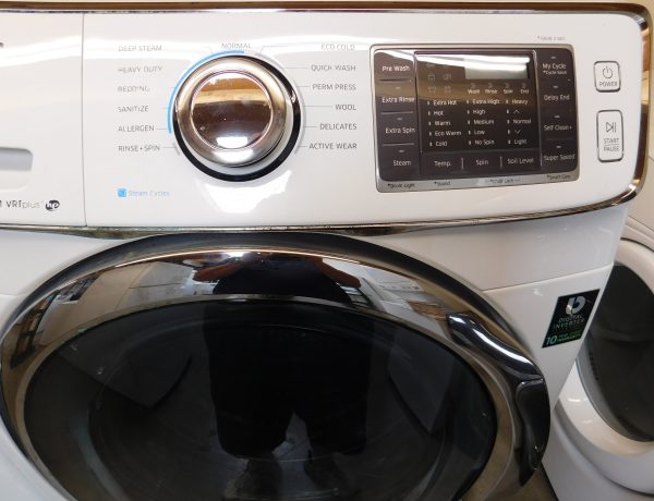 SAMSUNG WASHER AND GAS DRYER-WITH STEAM- ON PEDESTALS - PRODUCT ID# A-336 - Image 4