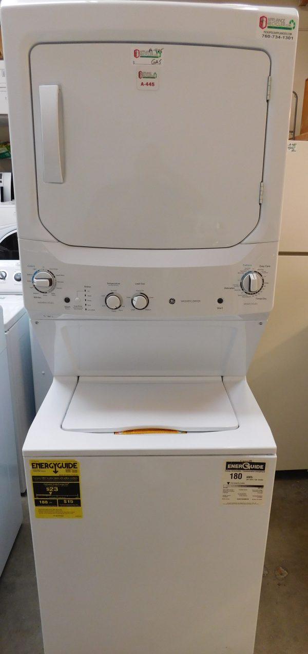 STACKED GENERAL ELECTRIC (FULL SIZE) WASHER & (GAS) DRYER PRODUCT ID#A-445 - Image 2