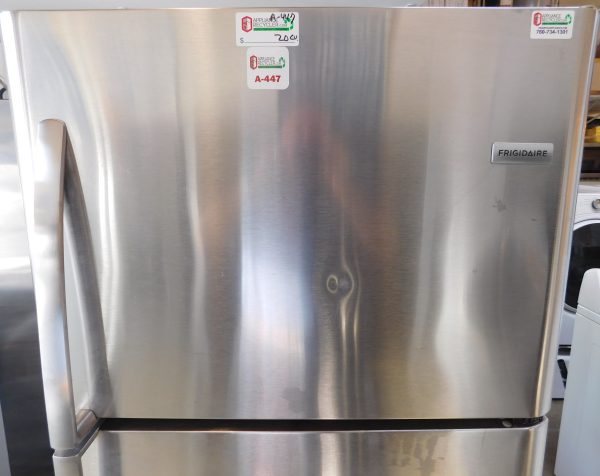 20 CU. FT. (STAINLESS STEEL) (GLASS SHELVES) GE TOP FREEZER REFRIGERATOR  A-447 - Image 2