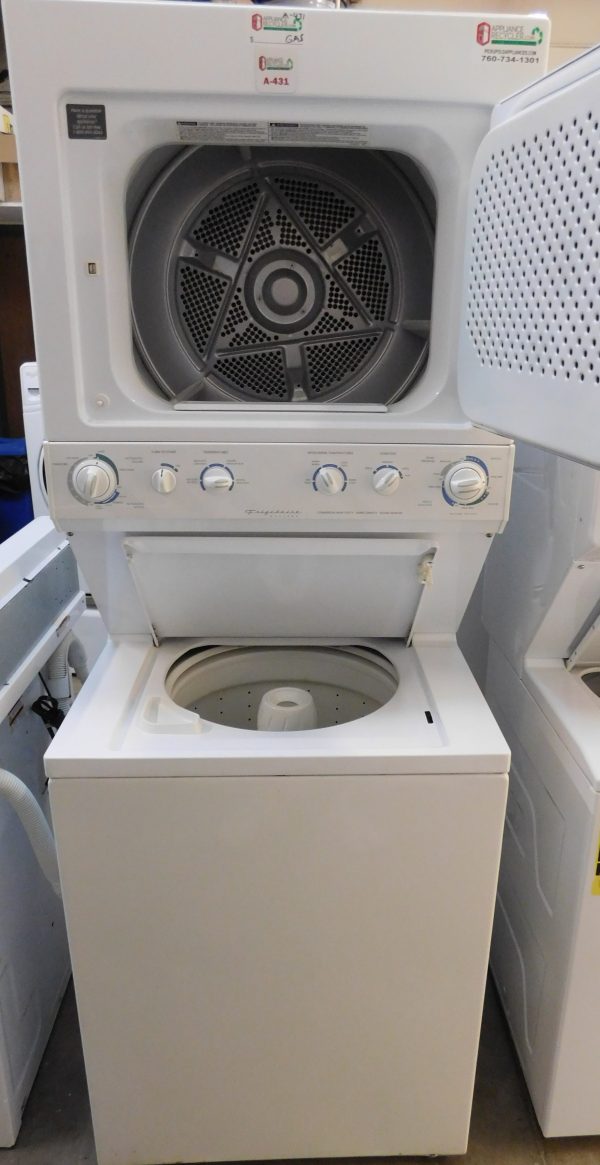 STACKED FRIGIDAIRE (FULL SIZE) WASHER & (GAS) DRYER PRODUCT ID#A-431 - Image 4