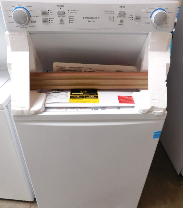 STACKED (NEW OUT OF BOX) (FRIGIDAIRE) (FULL SIZE) WASHER & (GAS) DRYER PRODUCT ID#A-240 - Image 6