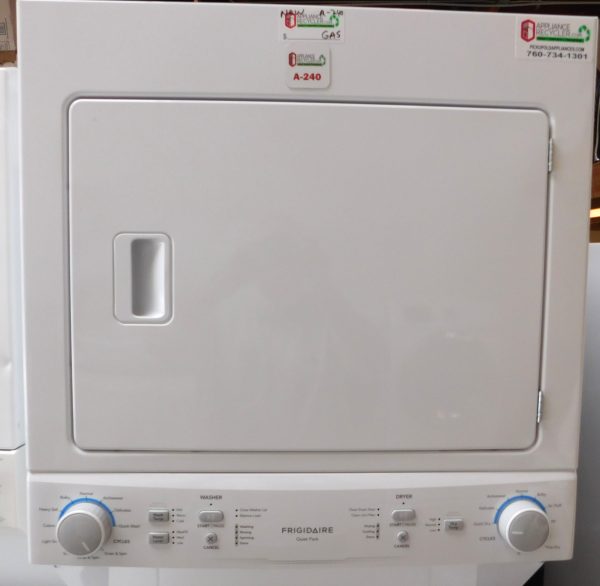 STACKED (NEW OUT OF BOX) (FRIGIDAIRE) (FULL SIZE) WASHER & (GAS) DRYER PRODUCT ID#A-240 - Image 8