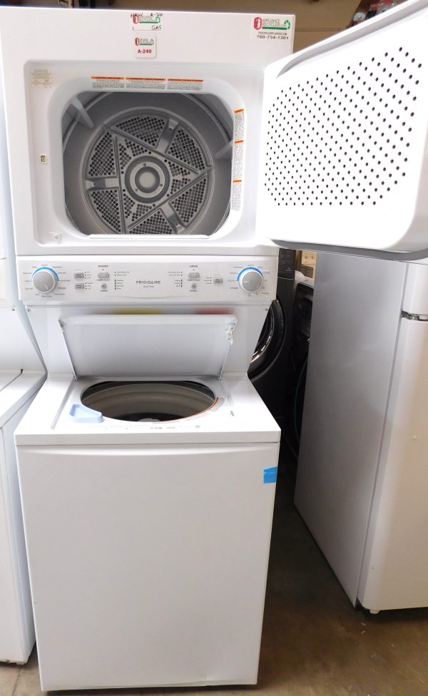STACKED (NEW OUT OF BOX) (FRIGIDAIRE) (FULL SIZE) WASHER & (GAS) DRYER PRODUCT ID#A-240 - Image 2