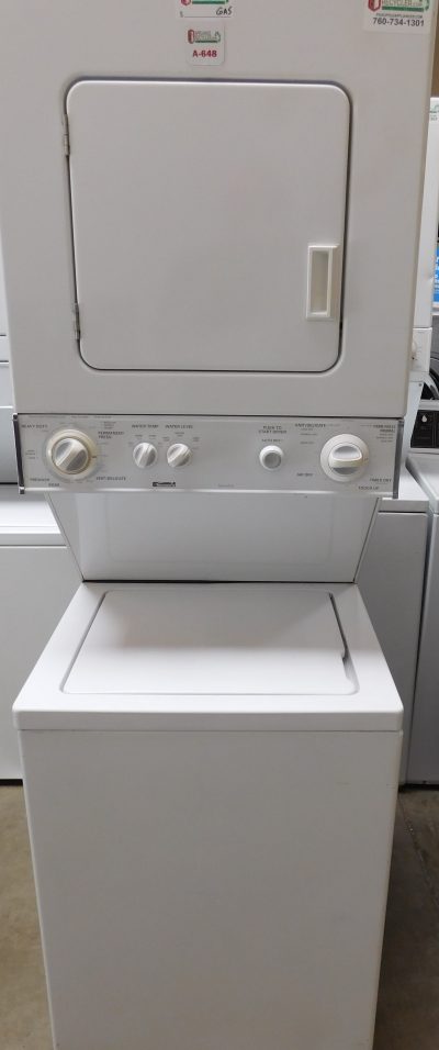 STACKED KENMORE (24 INCH) WASHER & (GAS) DRYER PRODUCT ID#A-648