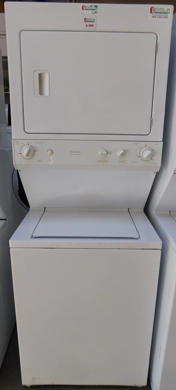 STACKED GENERAL ELECTRIC (FULL SIZE) WASHER & (GAS) DRYER PRODUCT ID#A-398
