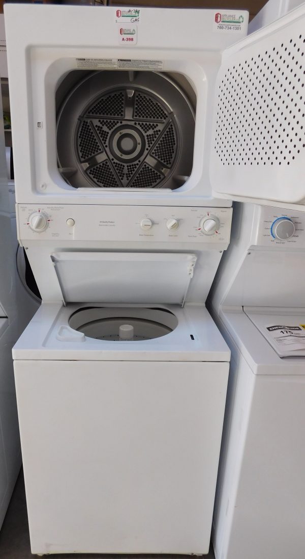STACKED GENERAL ELECTRIC (FULL SIZE) WASHER & (GAS) DRYER PRODUCT ID#A-398 - Image 4