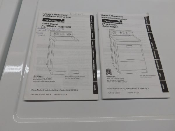 KENMORE SET- SUPER CAPACITY - WASHER AND GAS DRYER- SET PRODUCT ID#A-292 - Image 15