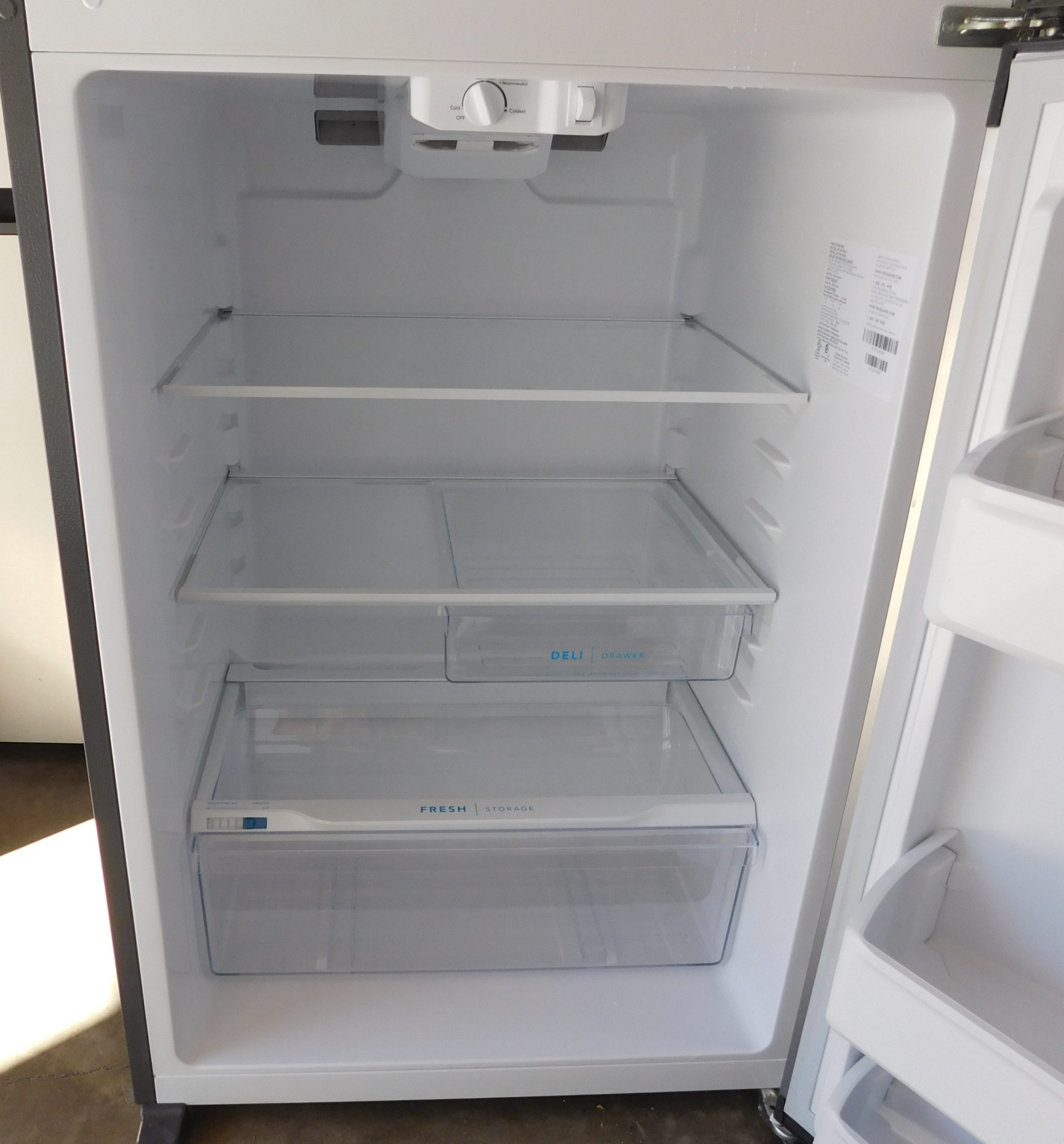 14 CU. FT. (STAINLESS STEEL) (GLASS SHELVES) FRIGIDAIRE TOP FREEZER REFRIGERATOR A-205 - Image 8