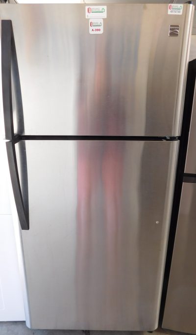 18 CU. FT. (STAINLESS STEEL) WITH ICE MAKER (GLASS SHELVES) KENMORE TOP FREEZER REFRIGERATOR  A-390