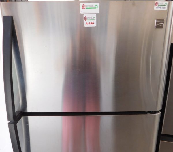 18 CU. FT. (STAINLESS STEEL) WITH ICE MAKER (GLASS SHELVES) KENMORE TOP FREEZER REFRIGERATOR  A-390 - Image 2