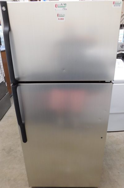 17 CU. FT. (SATIN STAINLESS COLOR) (GLASS SHELVES) GE TOP FREEZER REFRIGERATOR  A-283