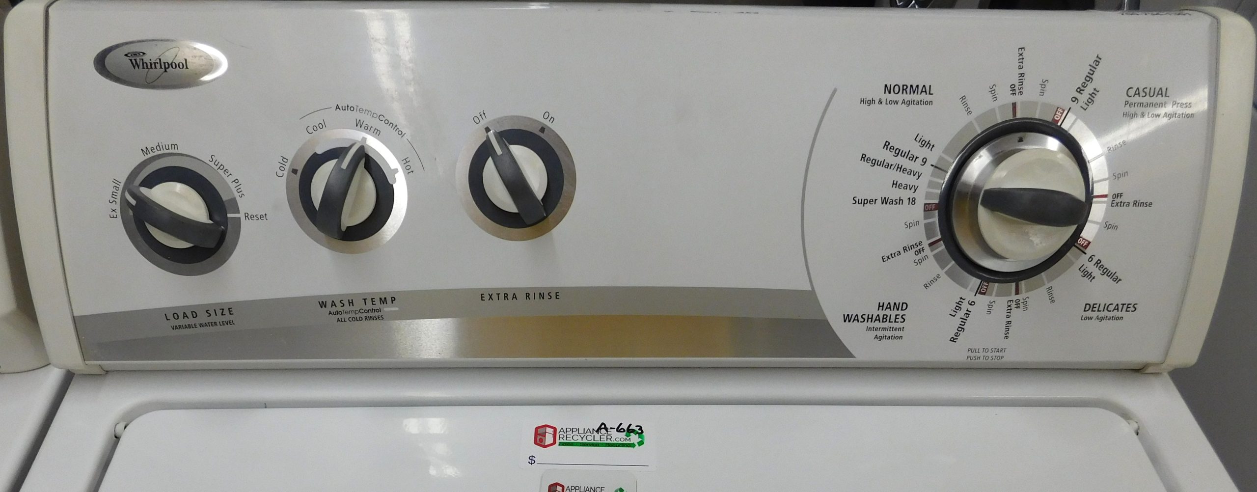 WHIRLPOOL WASHER- KING SIZE CAPACITY- HEAVY DUTY WASHER- PRODUCT ID#A-663 - Image 3