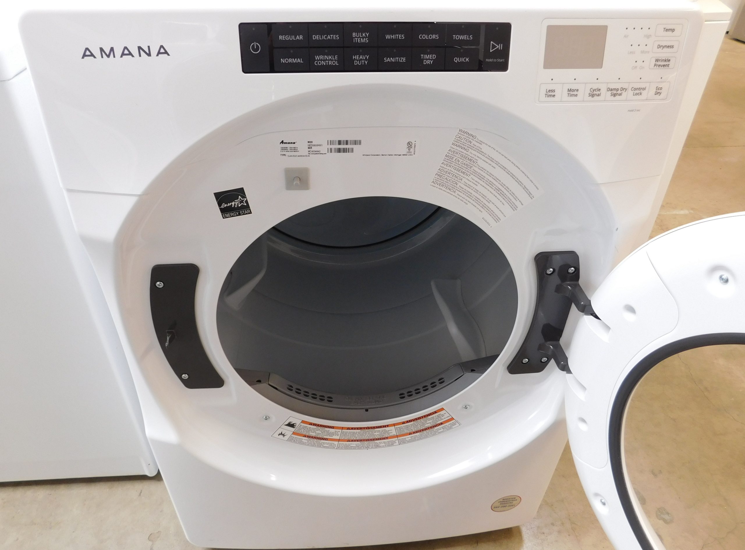 FRONT LOAD- AMANA ELECTRIC (ALMOST NEW) (MADE-BY-WHIRLPOOL) DRYER A-392 (FRONT LOAD) - Image 5