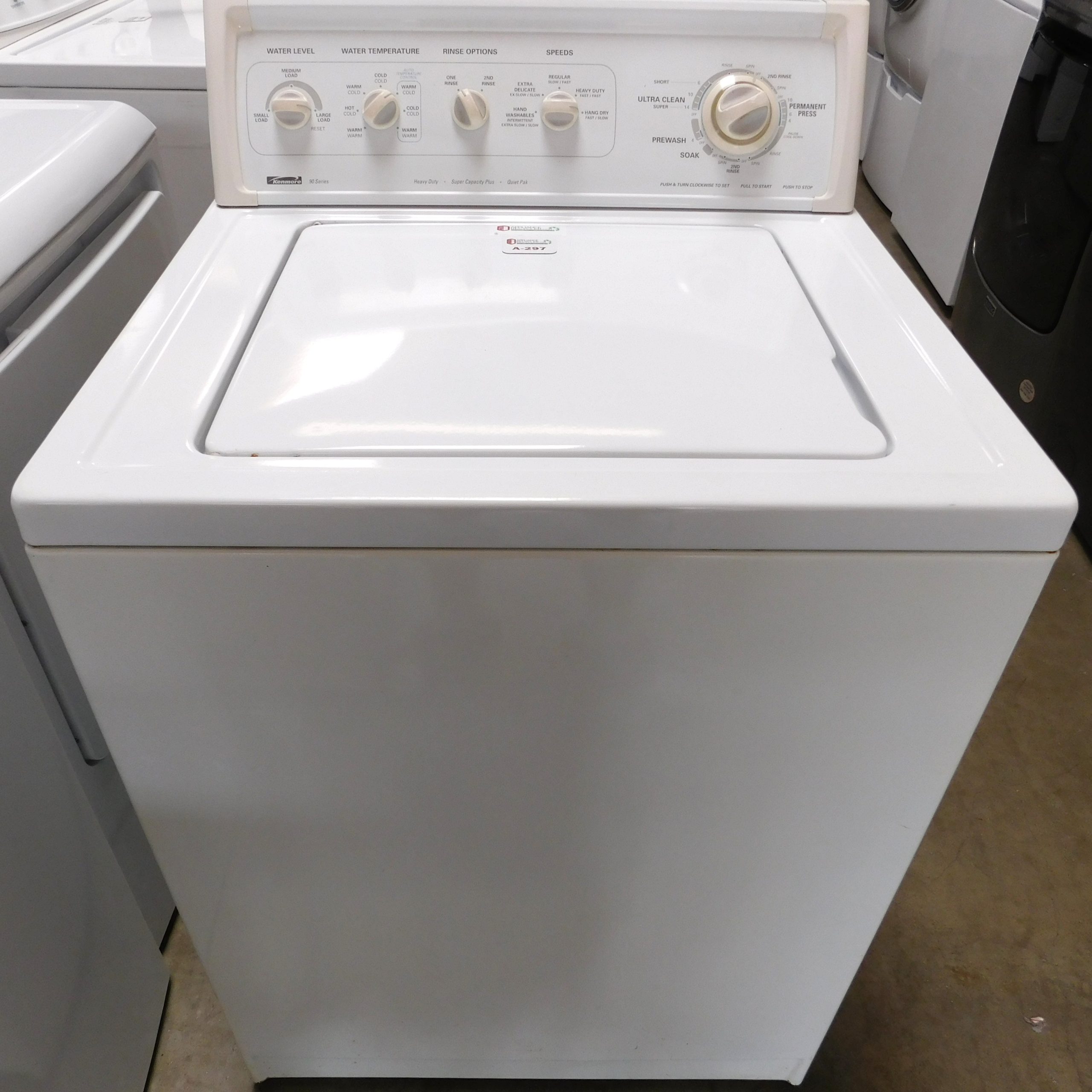KENMORE WASHER- SUPER CAPACITY- HEAVY DUTY WASHER- PRODUCT ID#A-297