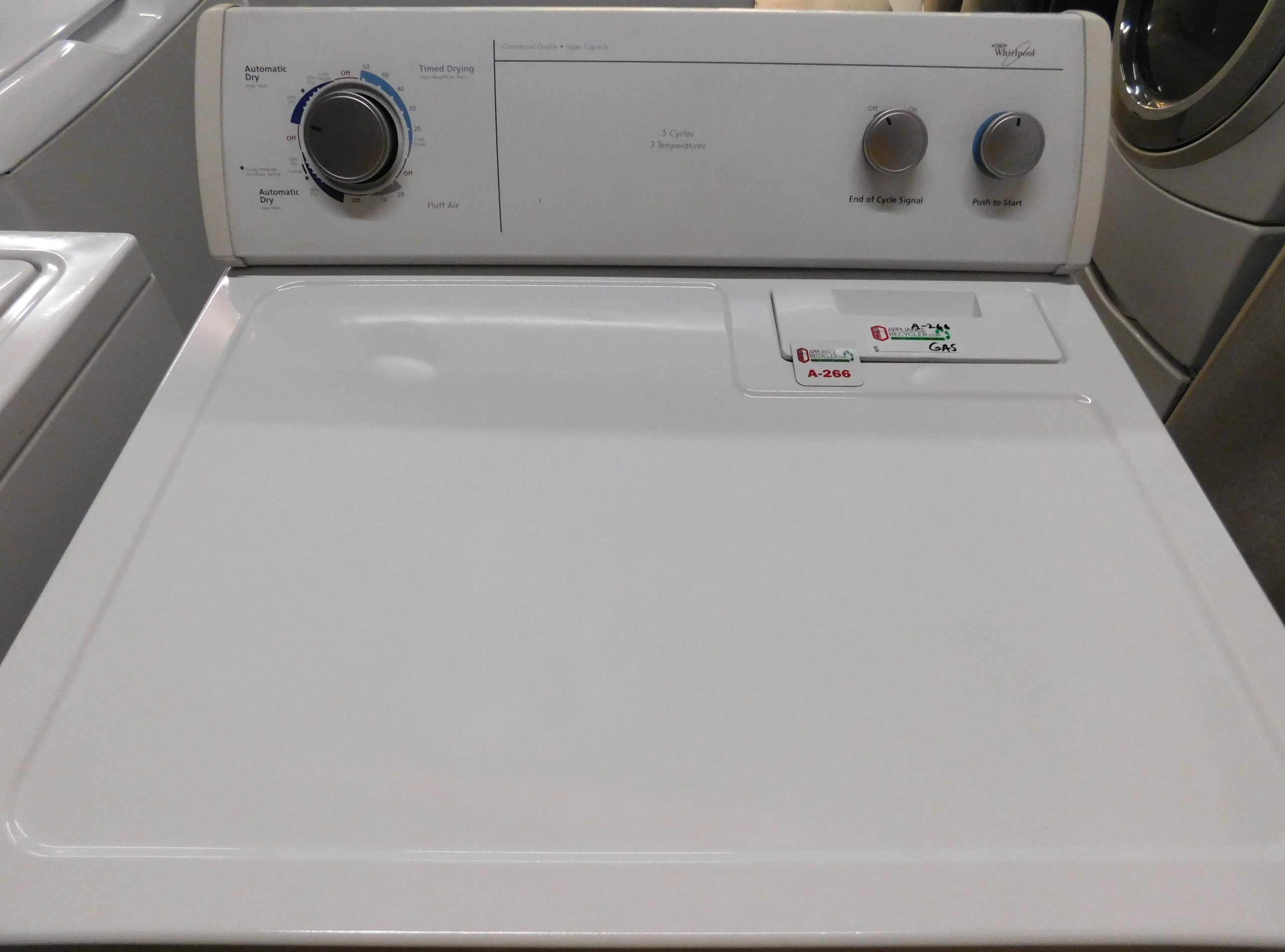 DRYER- WHIRLPOOL (GAS) SUPER CAPACITY PLUS- PRODUCT ID#A-266 - Image 2