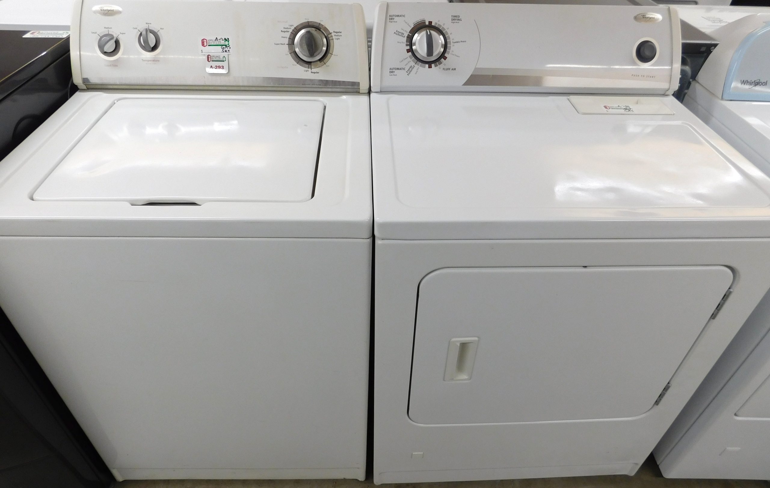 WASHER- WHIRLPOOL SUPER CAPACITY- HEAVY DUTY WASHER & GAS DRYER- PRODUCT ID#A-293 MICHAEL MARSHOCK DEL 11-14-25