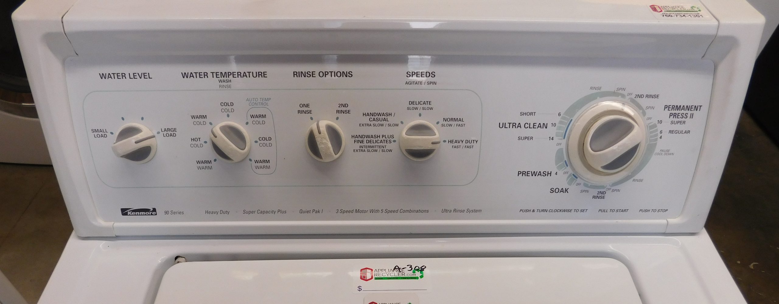 KENMORE WASHER- KING SIZE CAPACITY- HEAVY DUTY WASHER- PRODUCT ID#A-308 - Image 3