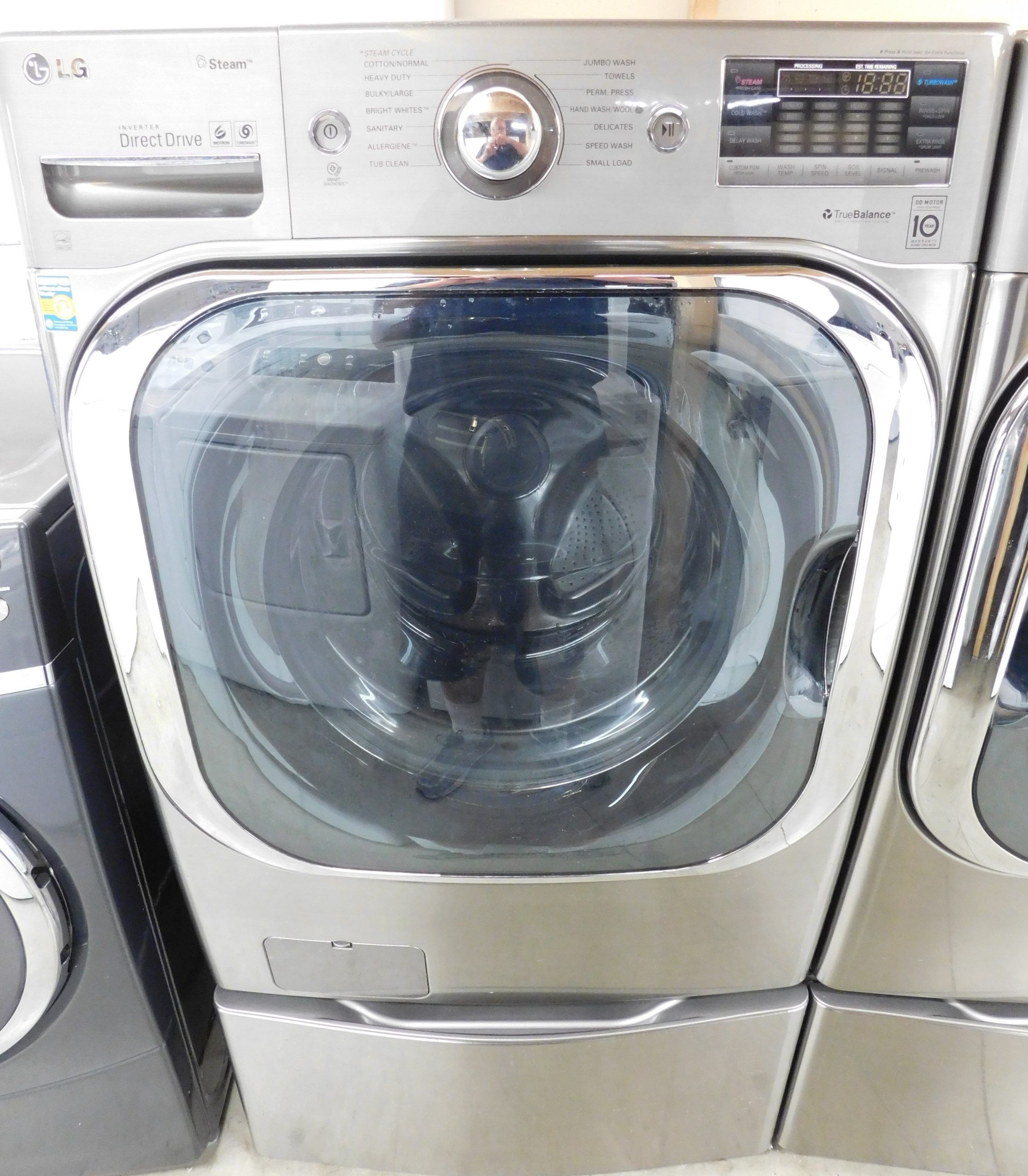 LG WASHER AND GAS DRYER-WITH STEAM- ON PEDESTALS - PRODUCT ID# A-378 - Image 3