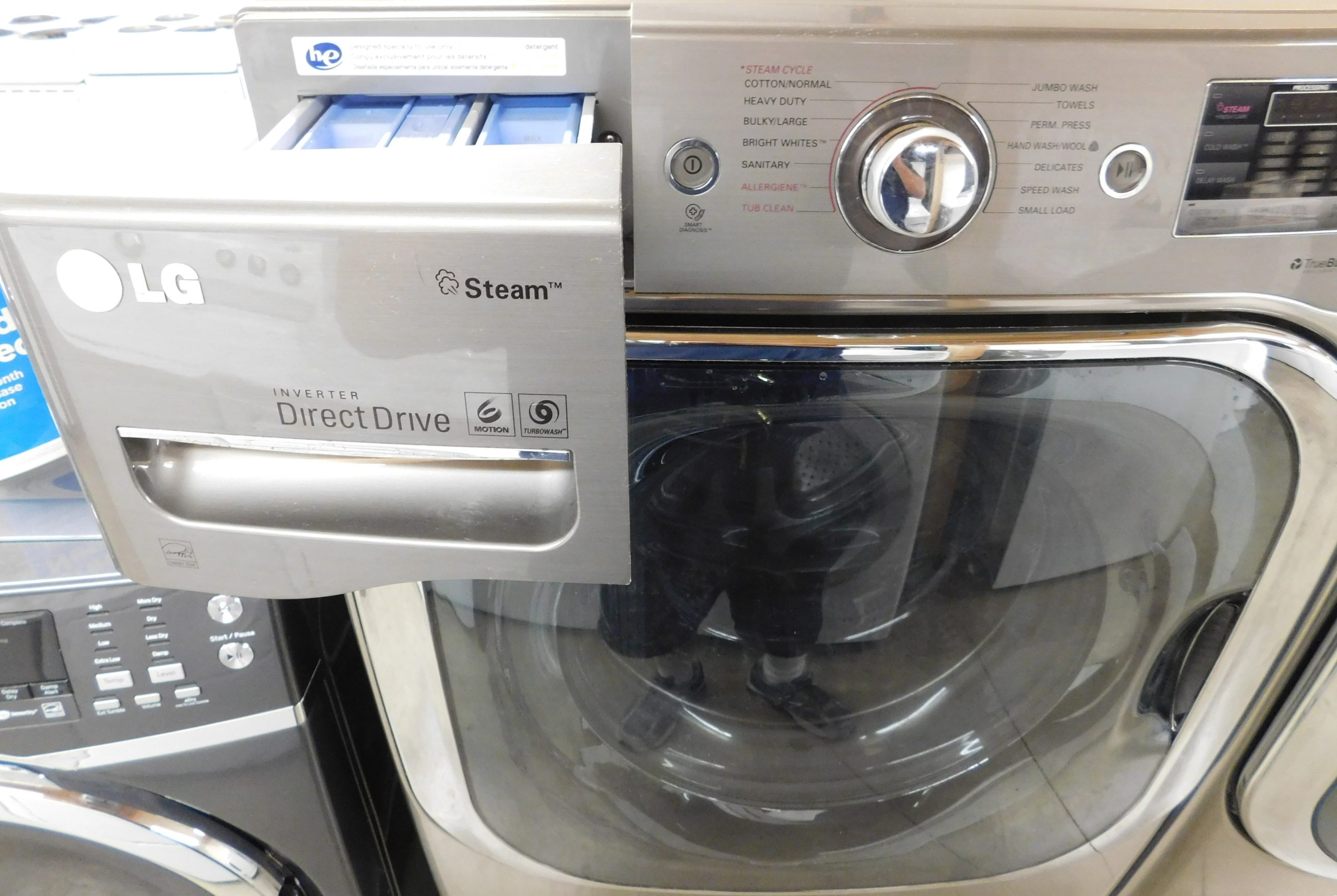 LG WASHER AND GAS DRYER-WITH STEAM- ON PEDESTALS - PRODUCT ID# A-378 - Image 6