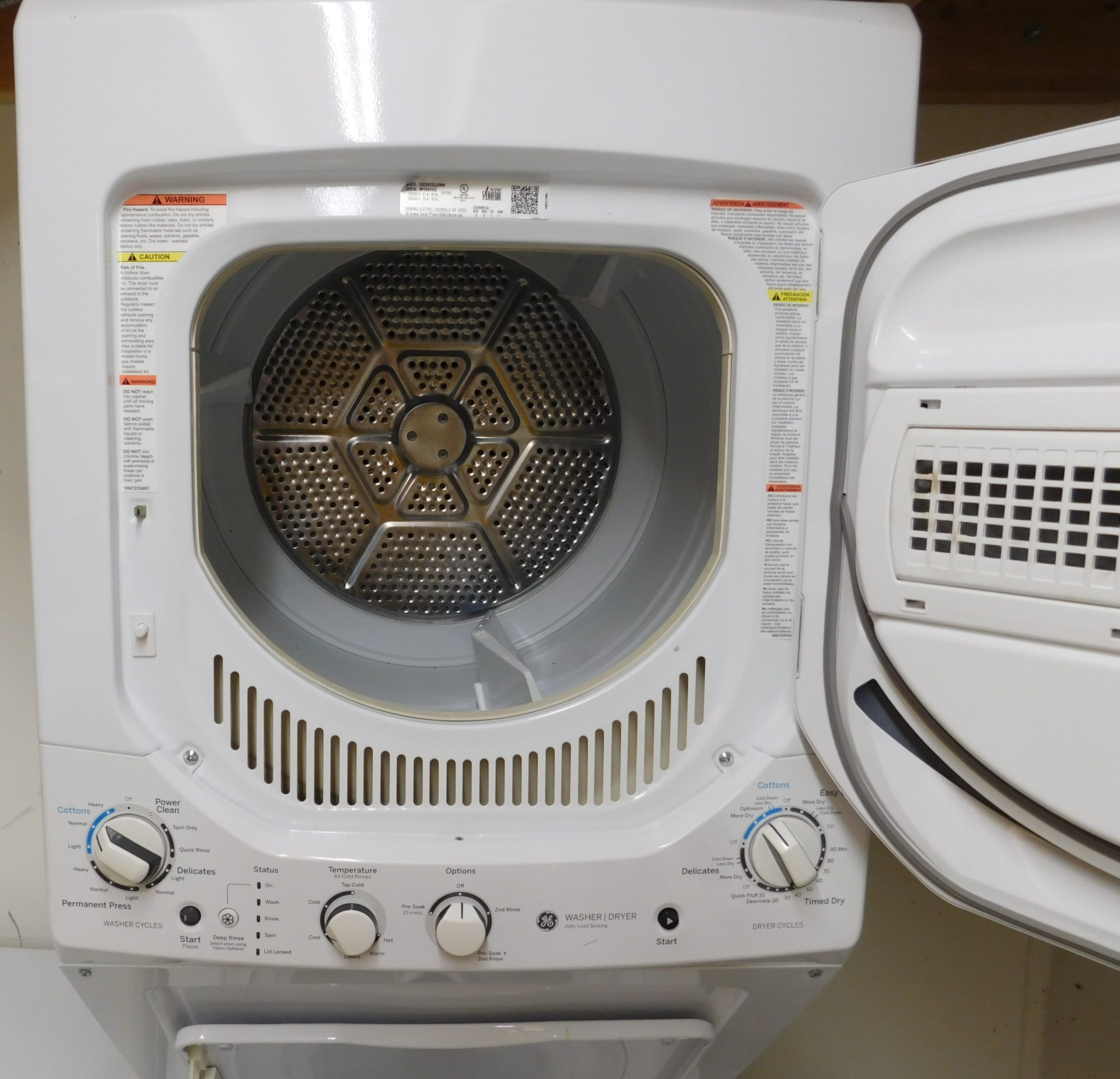 STACK GENERAL ELECTRIC WASHER & DRYER (24 INCH- 220 VOLT ELECTRIC) A-241 - Image 5