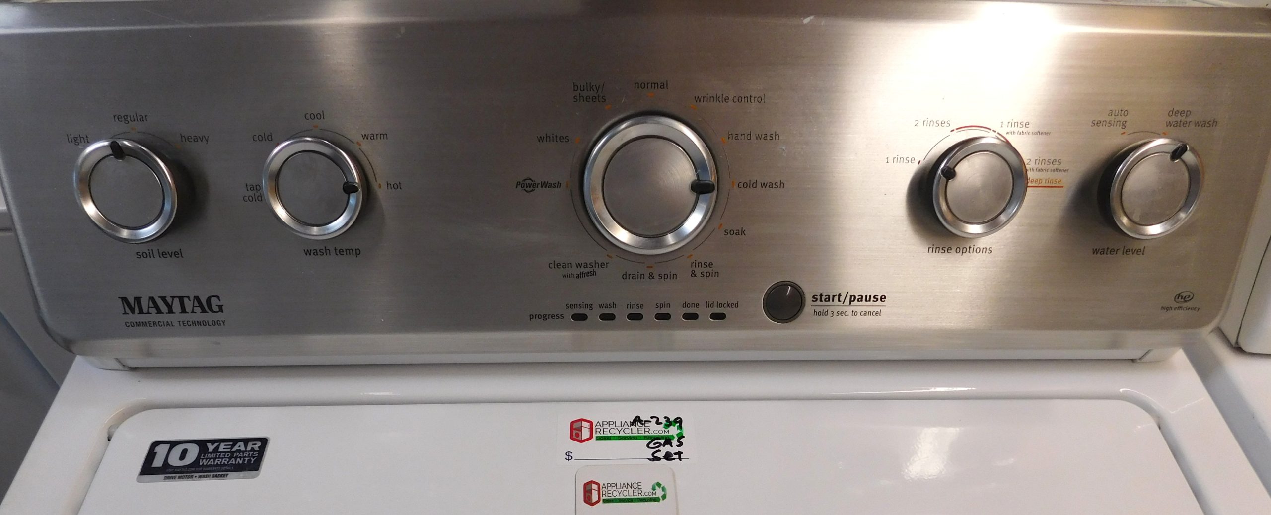 MAYTAG WASHER & WHIRLPOOL GAS DRYER- KING SIZE CAPACITY PLUS - SET PRODUCT ID#A-5000 - Image 5