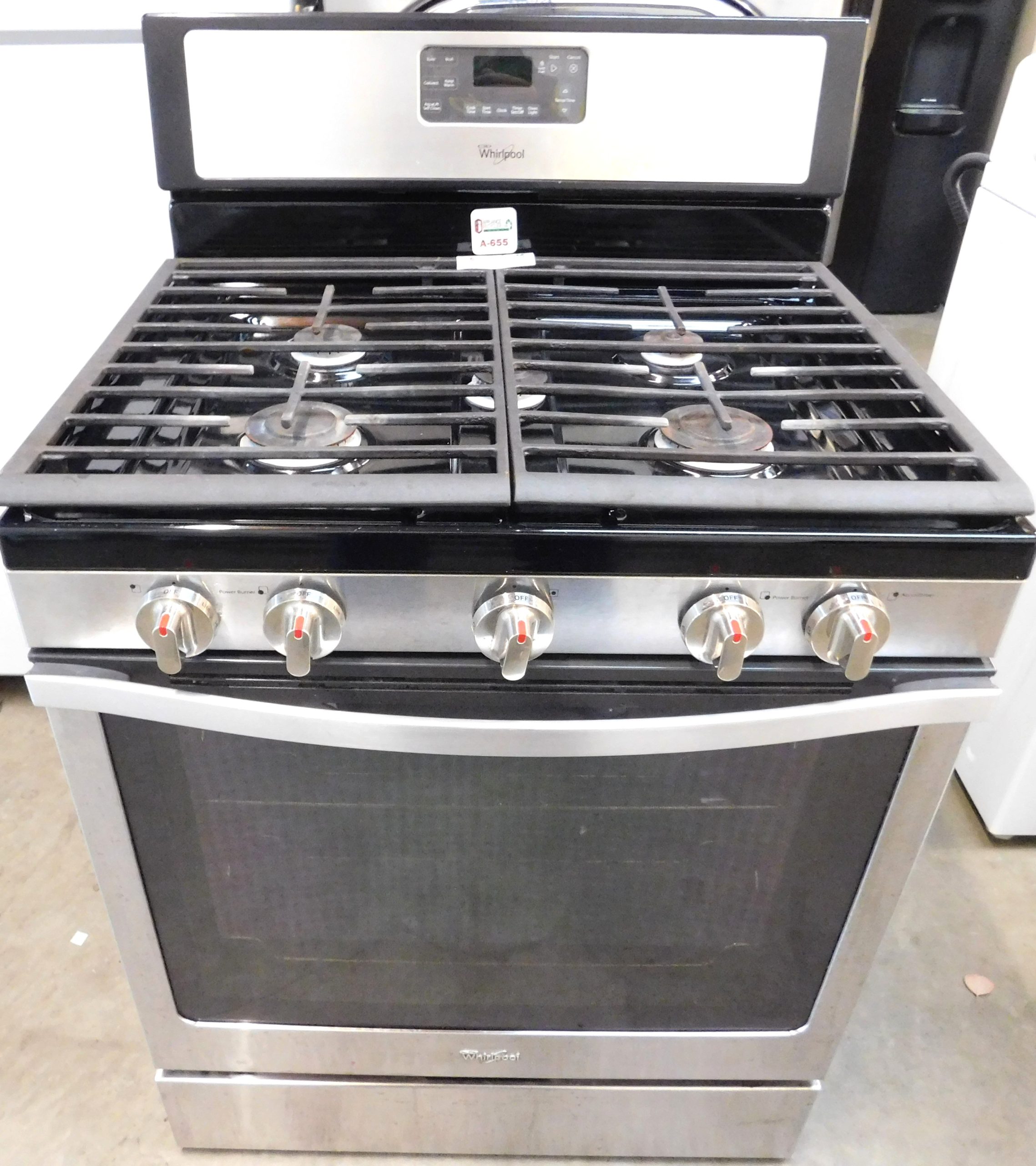 STOVE- WHIRLPOOL (CONVECTION) (BLACK & STAINLESS STEEL) - GAS- PRODUCT ID#A-655