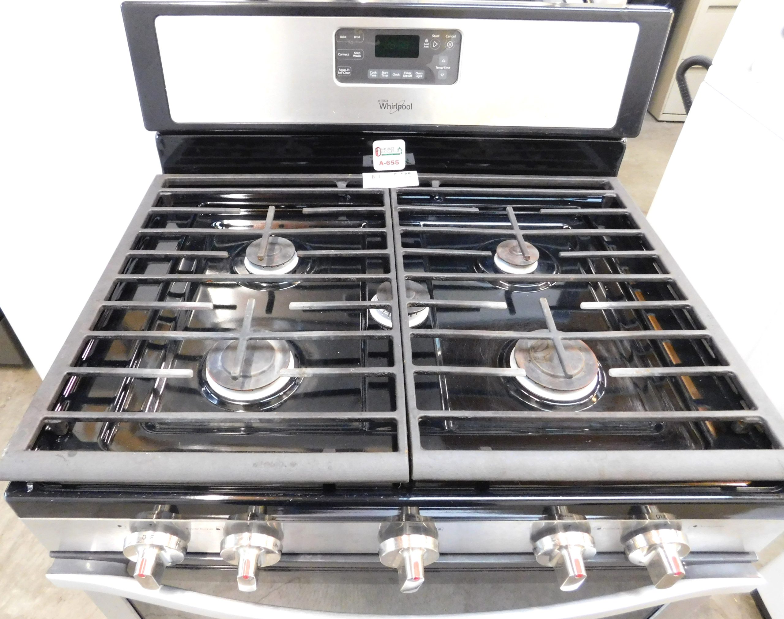 STOVE- WHIRLPOOL (CONVECTION) (BLACK & STAINLESS STEEL) - GAS- PRODUCT ID#A-655 - Image 2