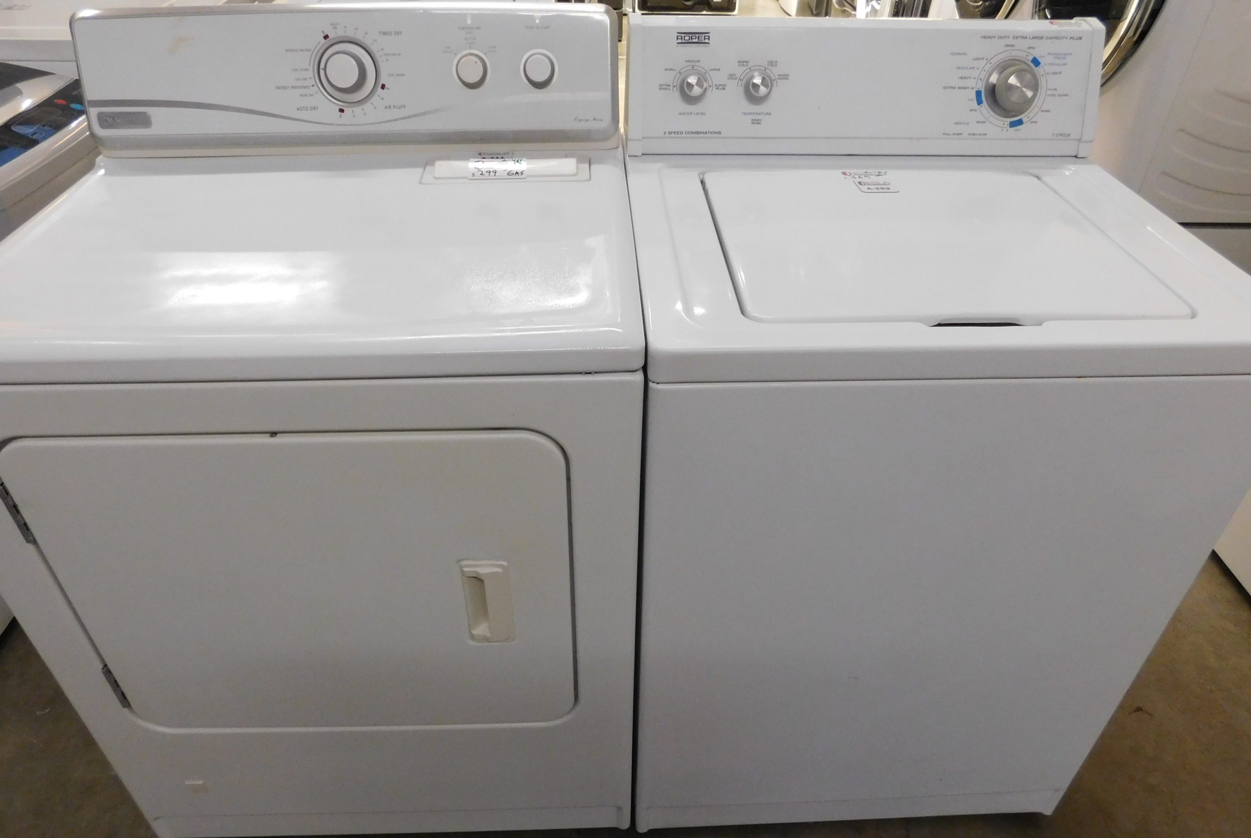 SUGGESTED SET- SUPER CAPACITY - ESTATE WASHER AND MAYTAG GAS DRYER- SET PRODUCT ID#A-252 & A-411