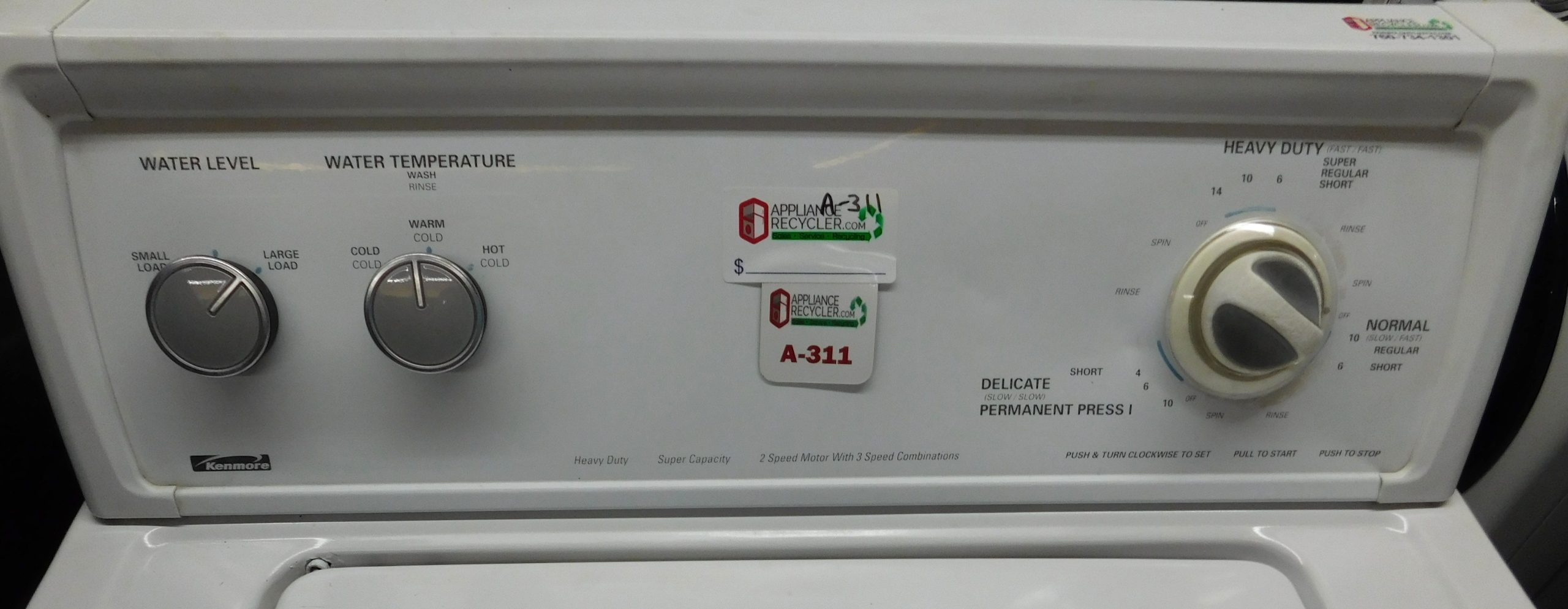 KENMORE WASHER- KING SIZE CAPACITY- HEAVY DUTY WASHER- PRODUCT ID#A-311 - Image 3